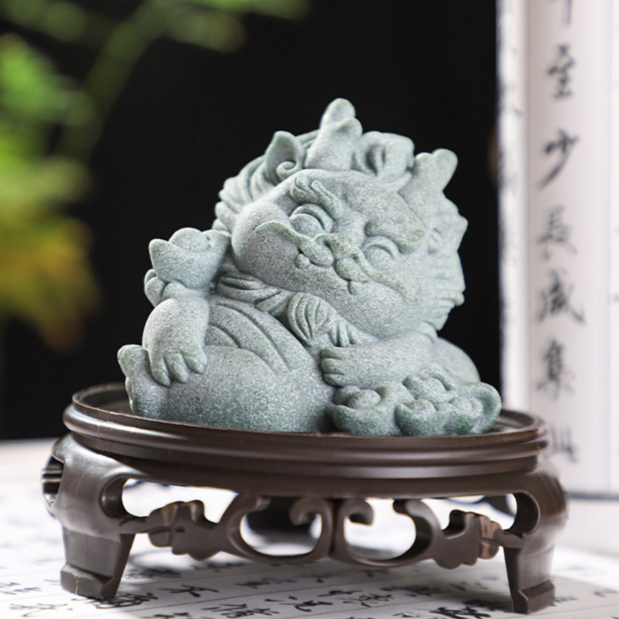Tượng rồng Lai Tài 6cm màu đá, tượng rồng mini trang trí bàn cầu tài lộc, may mắn