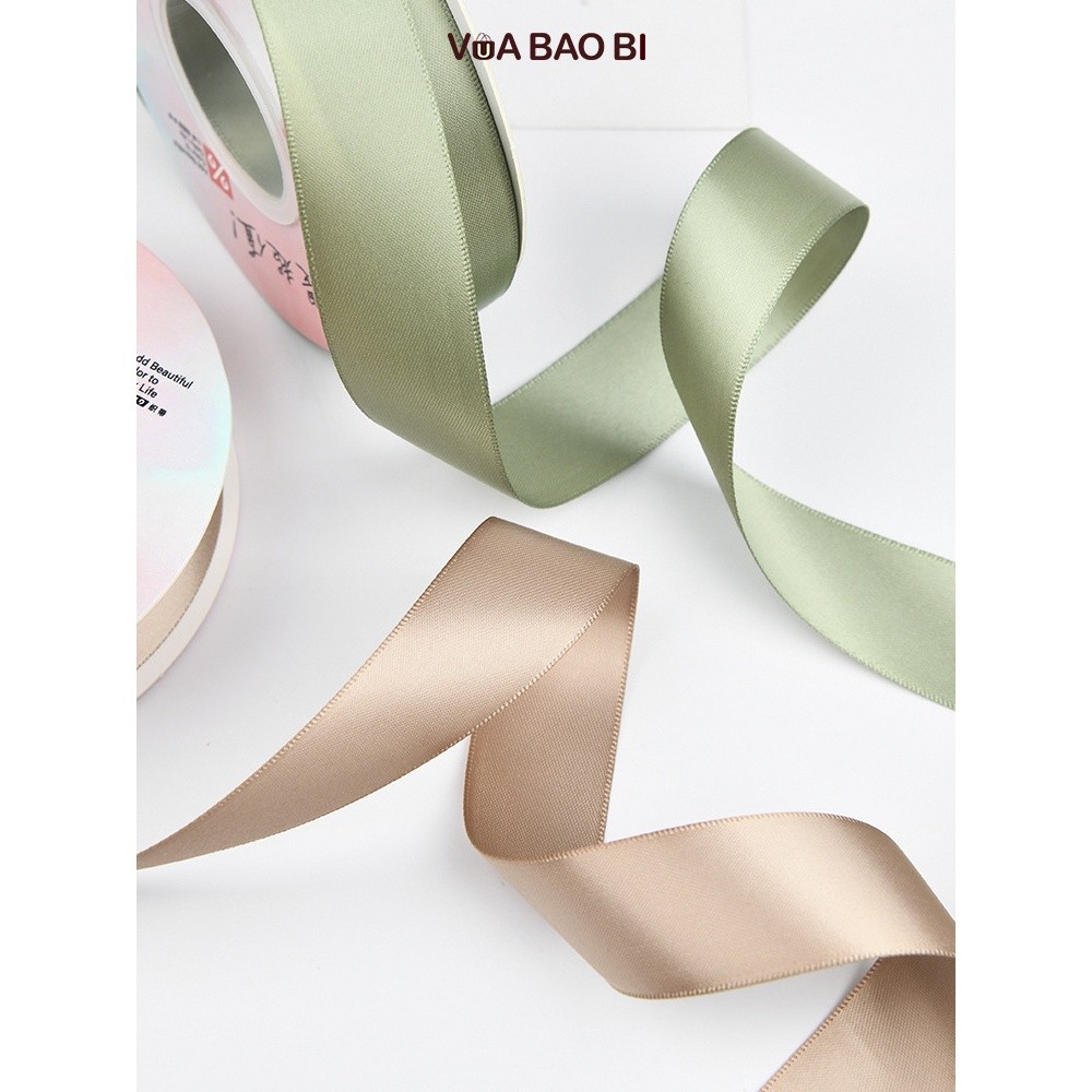 Ruy băng lụa màu pastel cao cấp, cuộn nơ màu trơn bản 2.5cm dài 18m RB06 trang tri hộp quà tặng
