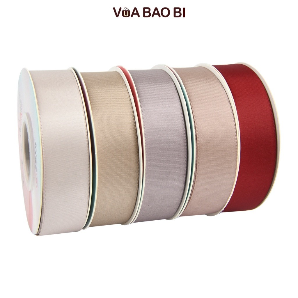 Ruy băng lụa màu pastel cao cấp, cuộn nơ màu trơn bản 2.5cm dài 18m RB06 trang tri hộp quà tặng