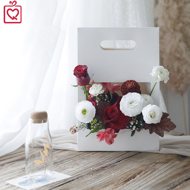 [Combo 3] Túi đựng hoa nghệ thuật ô cửa sổ 1 mặt H24 - hộp để hoa chống thấm nước có quai nhiều màu