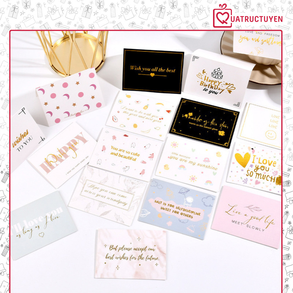 [Combo 3]Thiệp chúc mừng thông điệp tiếng anh tình nhaanh tặng quà người yêu, phong bì kraft đựng thiệp