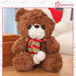 Gấu bông Giáng sinh đáng yêu, gấu Teddy Noel nâu mũ đỏ khăn quàng ấm áp dễ thương cực cute