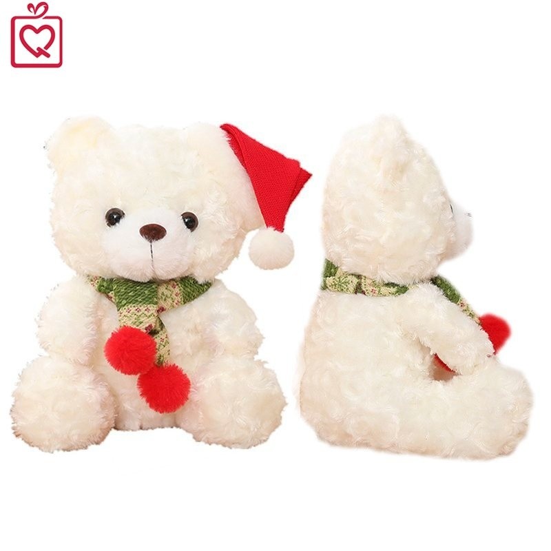 Gấu bông Giáng sinh đáng yêu, gấu Teddy Noel nâu mũ đỏ khăn quàng ấm áp dễ thương cực cute