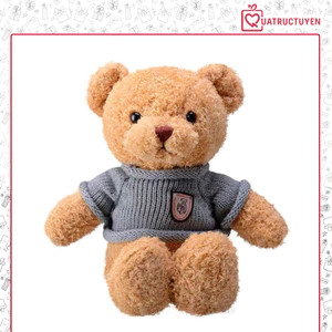 Gấu bông Teddy bear áo len, Gấu nâu đáng yêu áo xám