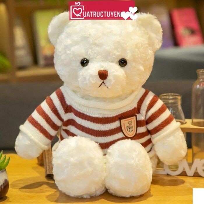 Gấu bông Teddy bear áo len, Gấu nâu đáng yêu áo xám