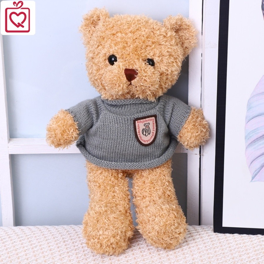 Gấu bông Teddy bear áo len, Gấu nâu đáng yêu áo xám