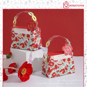 Hộp quà túi xách tặng bạn gái hoa Pastel H11 hộp đựng quà có quai xách thời trang đẹp mắt