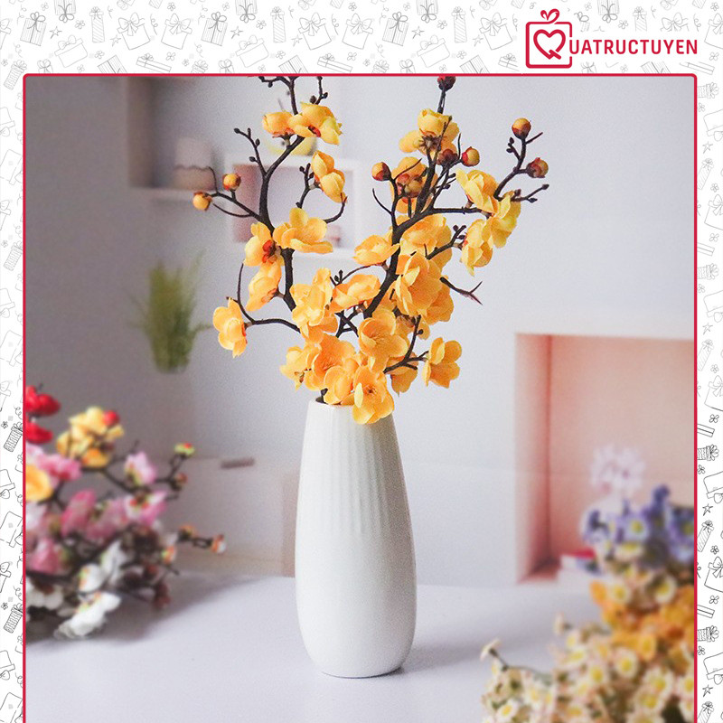 Cành hoa đào 30-60cm trang trí giỏ quà tết, trang trí Tết, oản nghệ thuật tháp bánh -Vua Bao Bì