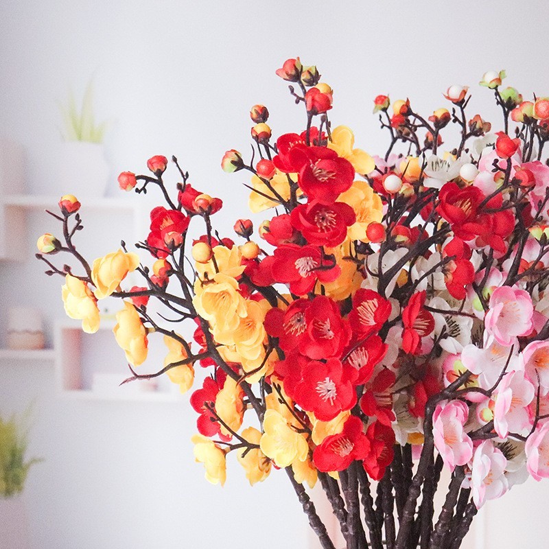 Cành hoa đào 30-60cm trang trí giỏ quà tết, trang trí Tết, oản nghệ thuật tháp bánh -Vua Bao Bì