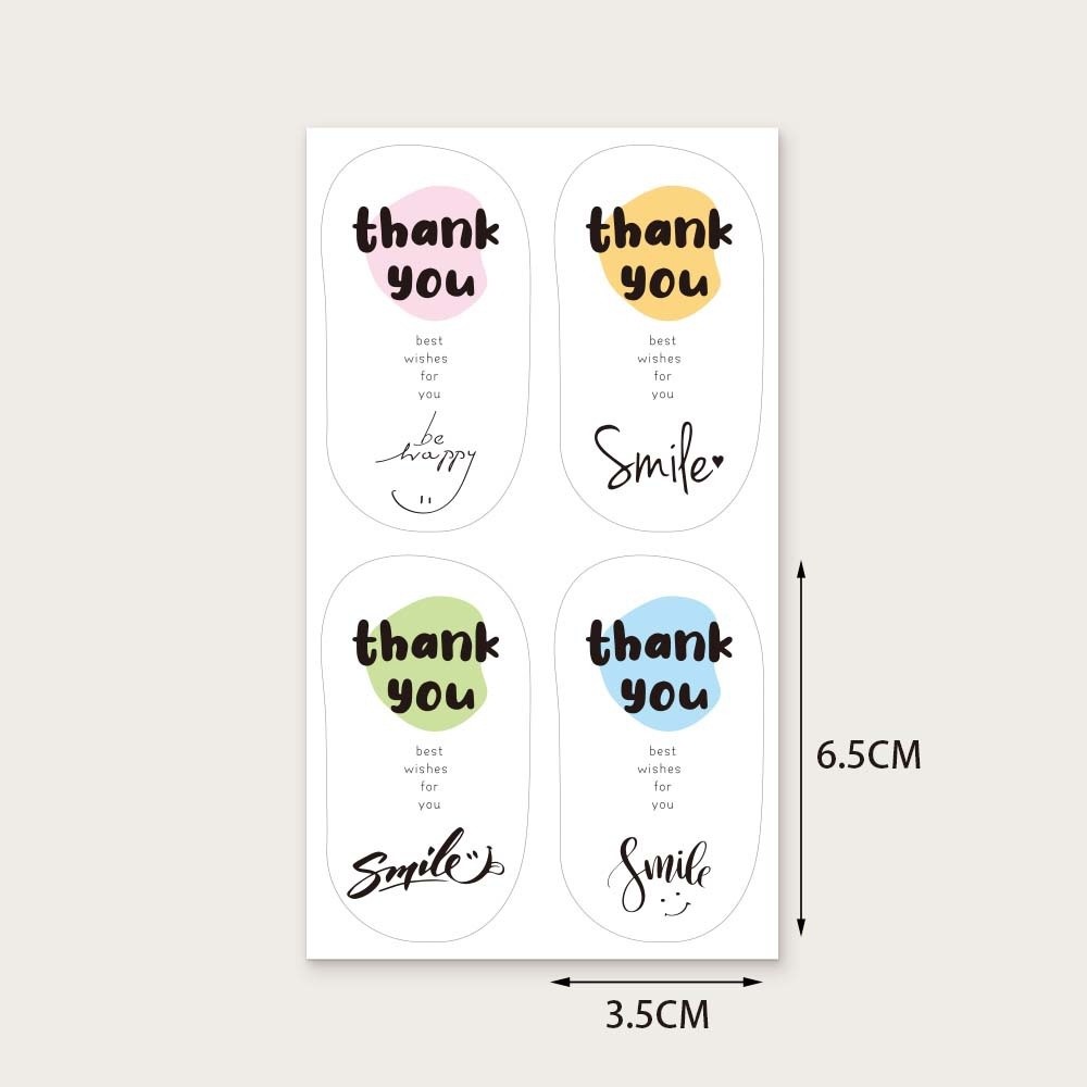 Tập 100 nhãn dán, tem Thank you nhiều màu TE27 nhãn dán cảm ơn trang trí chai đồ uống, quà tặng