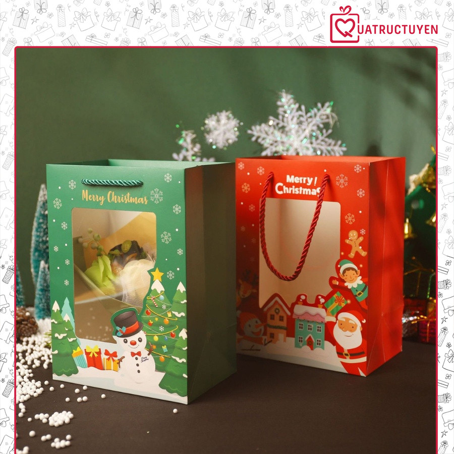 [Combo 3] Túi quà giáng sinh Noel, Túi giấy đựng quà hoạ tiết Noel