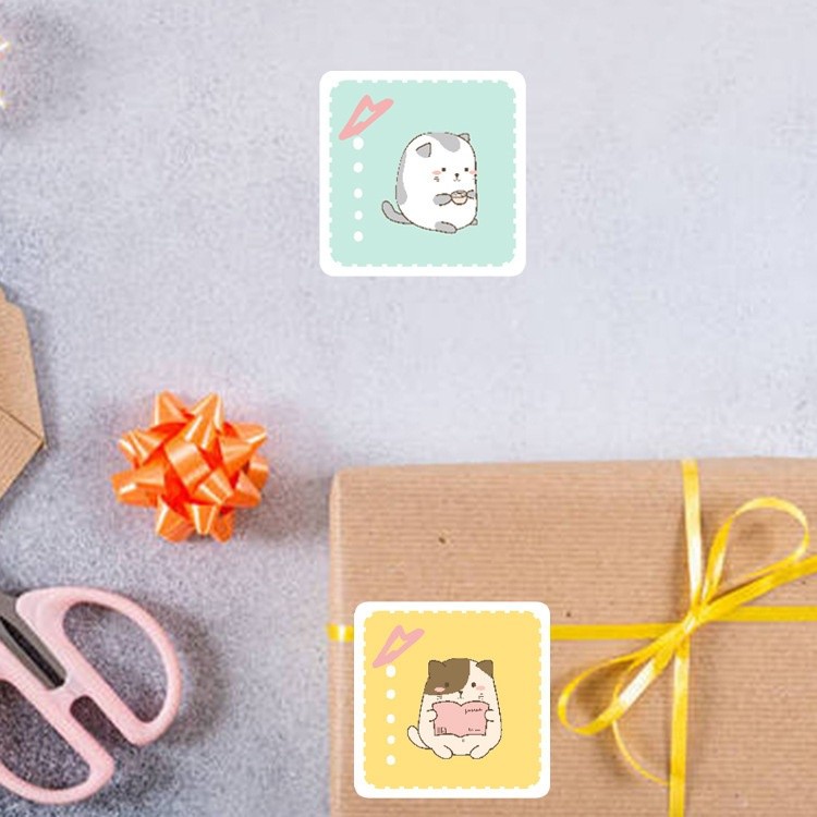 Cuộn 300 decal sticker trang trí kiểu bưu thiếp TE35 Thank you, tem Cảm ơn dán bao bì hộp vintage