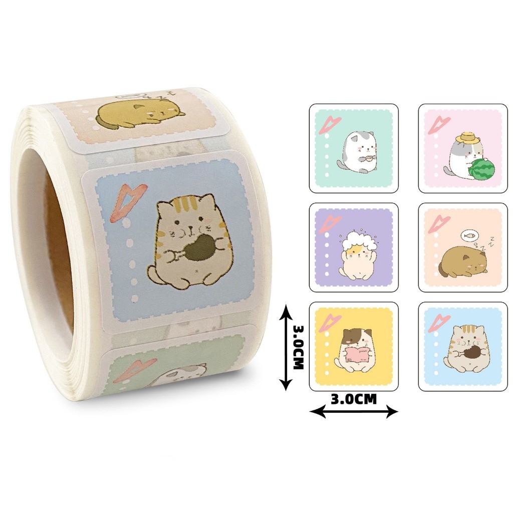 Cuộn 300 decal sticker trang trí kiểu bưu thiếp TE35 Thank you, tem Cảm ơn dán bao bì hộp vintage