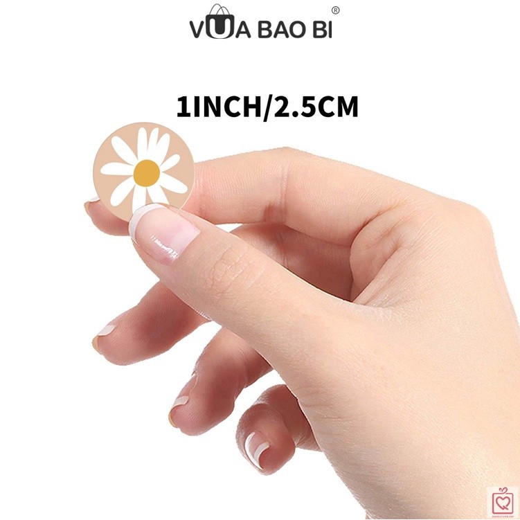 Sticker Cuộn 500 nhãn tròn niêm phong dán hộp túi đóng hàng TE03decal trang trí bao bì dễ thương