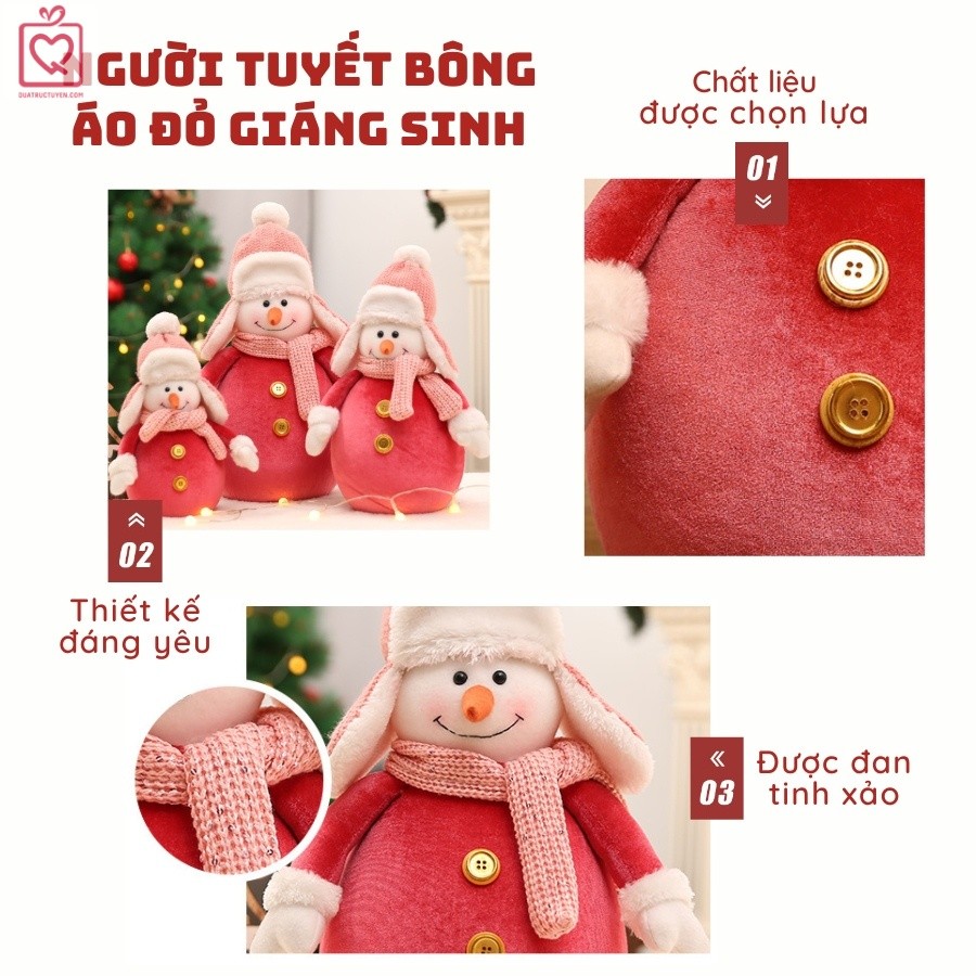 Người tuyết bông áo đỏ giáng sinh, búp bê người tuyết đội mũ đáng yêu