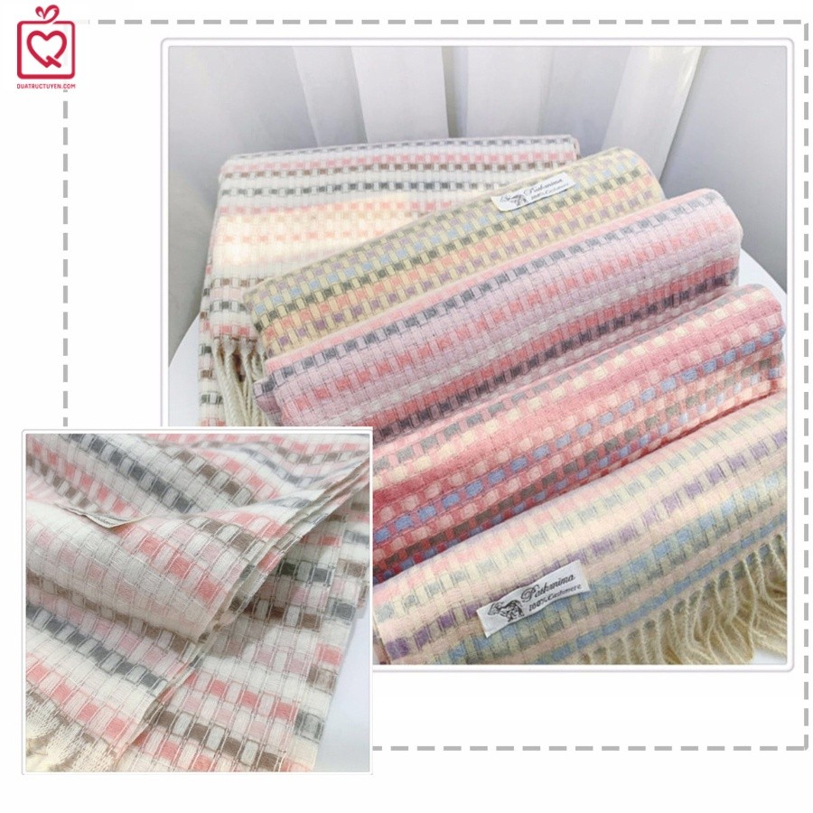 Khăn len quàng cổ phối màu Pastel KH1, Khăn quàng mùa đông ấm áp màu đa dạng