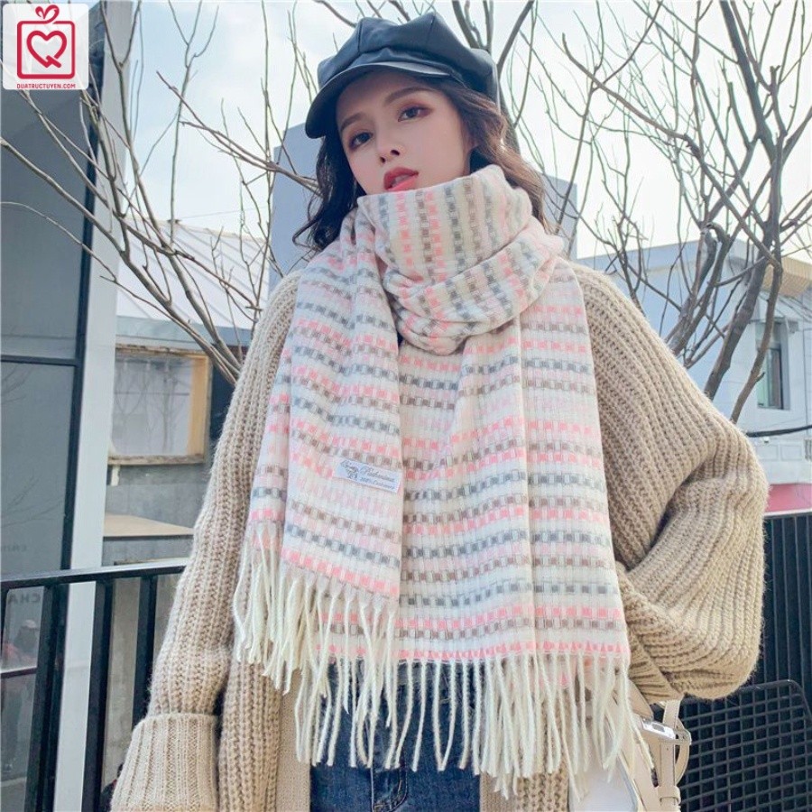 Khăn len quàng cổ phối màu Pastel KH1, Khăn quàng mùa đông ấm áp màu đa dạng
