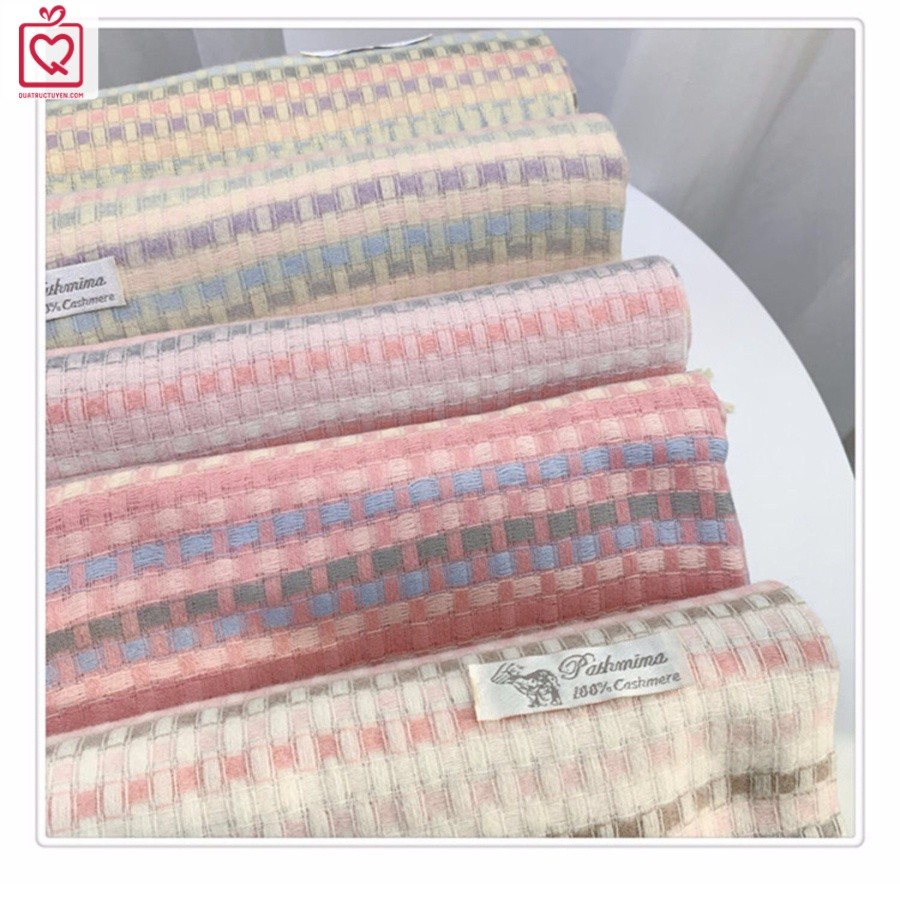 Khăn len quàng cổ phối màu Pastel KH1, Khăn quàng mùa đông ấm áp màu đa dạng