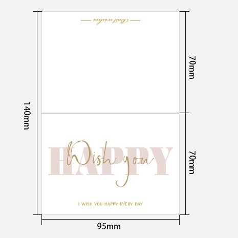 Thiệp giấy chúc mừng thông điệp TH02 bưu thiếp chữ nhũ vàng 7x18cm quà tặng đẹp mắt