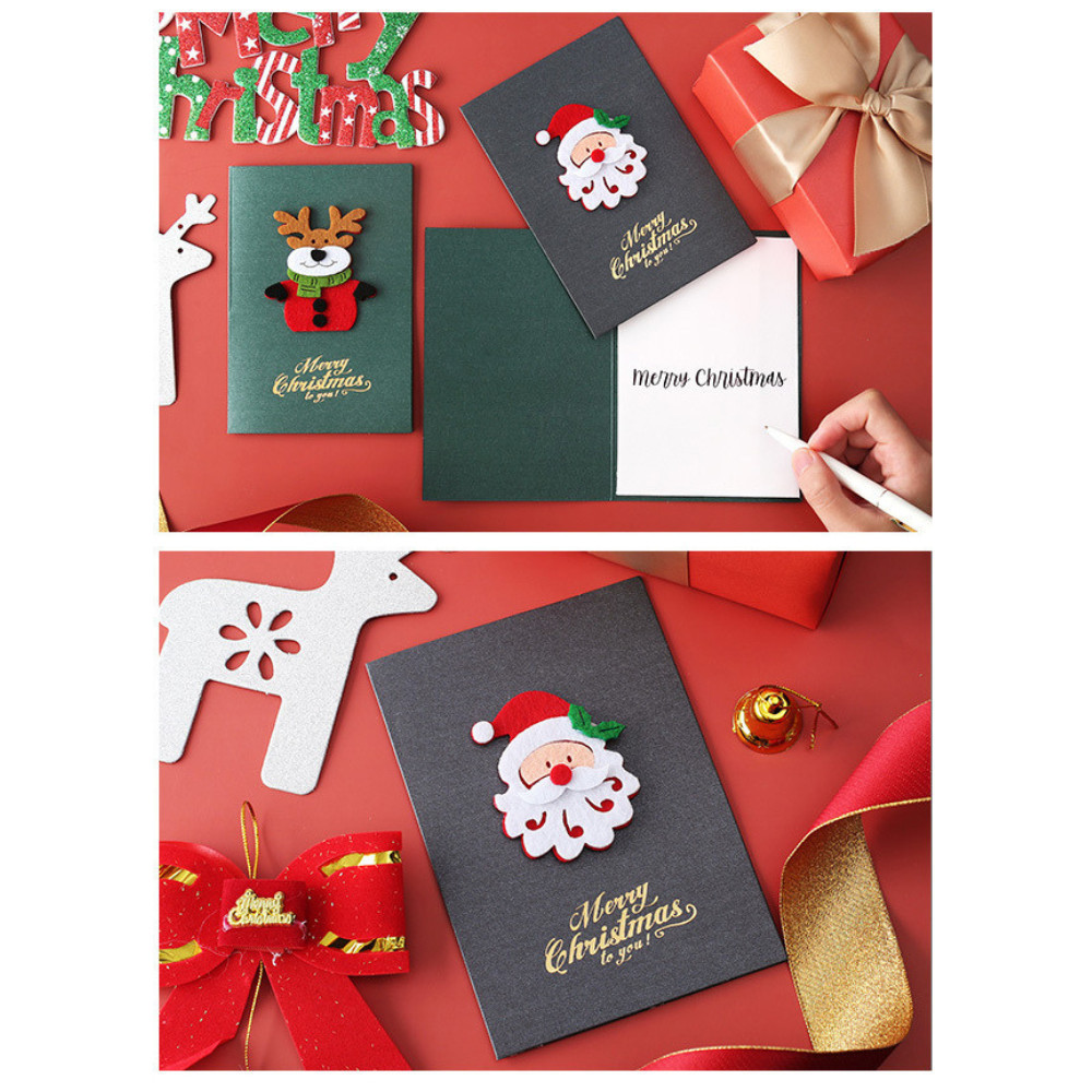 Thiệp Noel kraft kèm phong bì TH07 chúc mừng Giáng sinh họa tiết vải cây thông, người tuyết, chuông