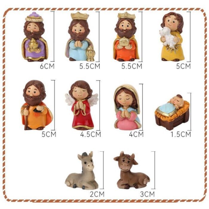Mô hình hang đá đêm đông Giáng Sinh, trang trí Noel tượng để bàn có ánh đèn vàng ấm áp