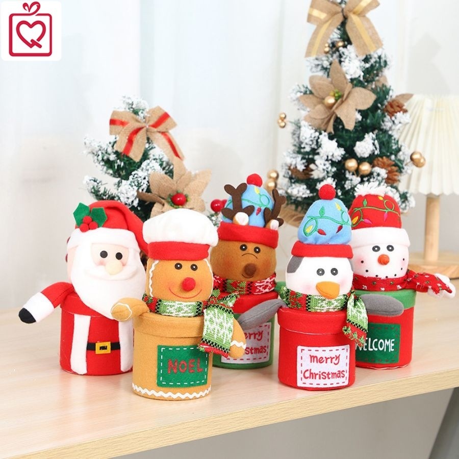 Hộp đựng kẹo giáng sinh, hộp đựng kẹo bằng nỉ, nhựa hoạ tiết Noel dễ thương