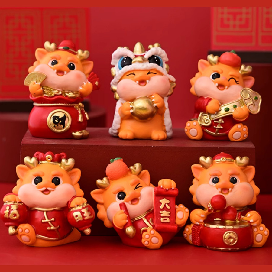Tượng rồng Kim Long Đại Cát 6cm, tượng trang trí nhà mini, rồng mang may mắn