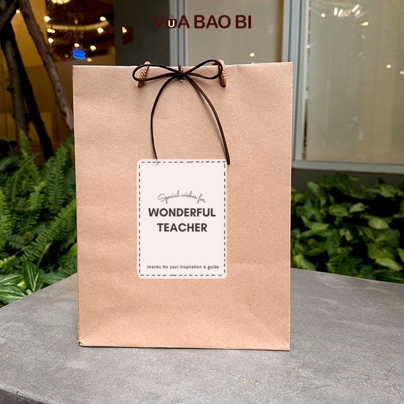 [Combo 3]Túi quà kraft Vintage đựng quà tặng gắn hoa, trang trí đẹp mắt T01- túi giấy màu nâu kraft quai xách