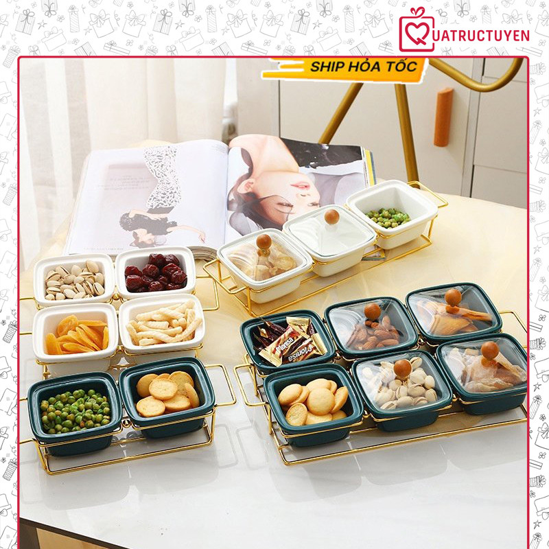 Khay mứt tết hũ đựng thực phẩm, bánh kẹo nắp Trong Suốt,  đựng hoa quả, hạt khô giá sắt tiếp khách