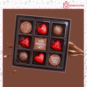 Socola Valentine 14/2 hộp 9 viên SO09 - scl nghệ thuật quà tặng bạn gái người yêu chocolate bonbon
