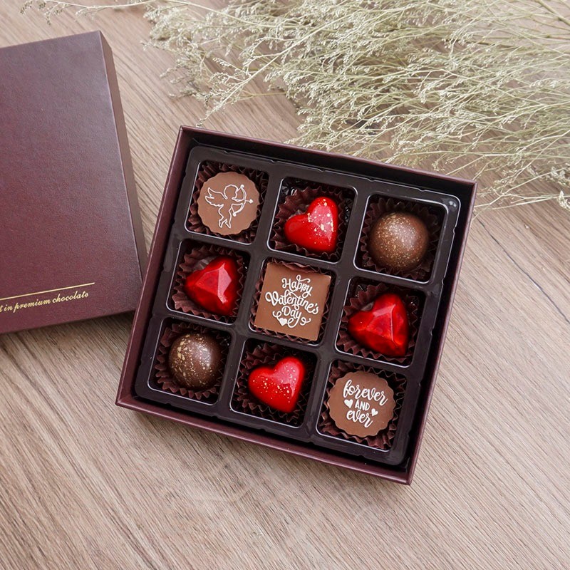 Socola Valentine 14/2 hộp 9 viên SO09 - scl nghệ thuật quà tặng bạn gái người yêu chocolate bonbon