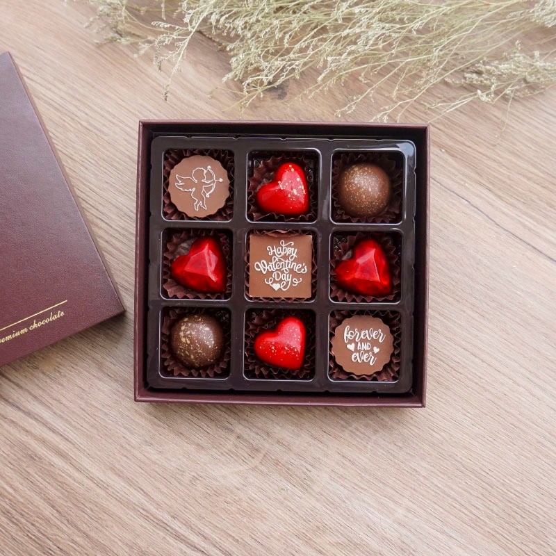 Socola Valentine 14/2 hộp 9 viên SO09 - scl nghệ thuật quà tặng bạn gái người yêu chocolate bonbon
