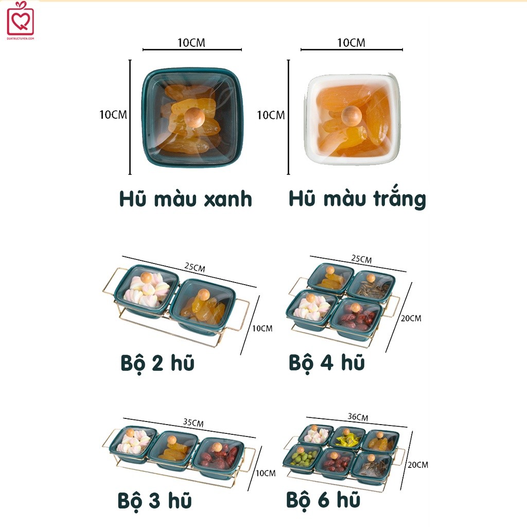 Khay mứt tết hũ đựng thực phẩm, bánh kẹo nắp Trong Suốt,  đựng hoa quả, hạt khô giá sắt tiếp khách
