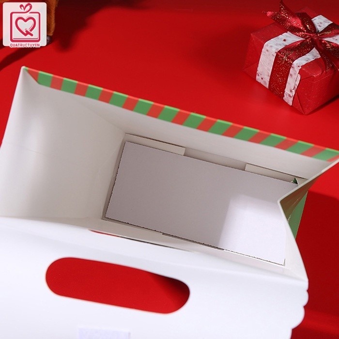 Túi đựng quà  Giáng sinh nắp gấp quai dán, túi giấy Noel 26x19x9cm dễ thương