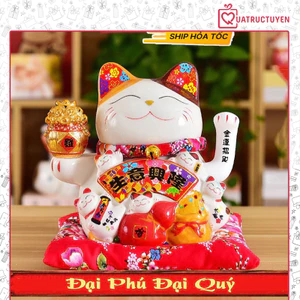 Mèo vẫy tay may mắn - Đại phú đại quý size nhỏ 20cm, quà tặng bằng gốm cao cấp
