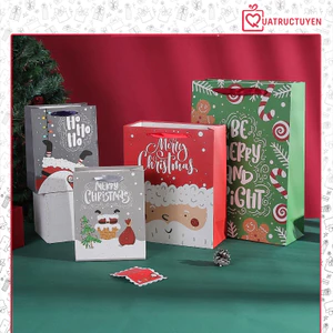 Túi quà Giáng Sinh ông già noel bằng giấy 23x18cm đựng quà tặng nhiều mẫu