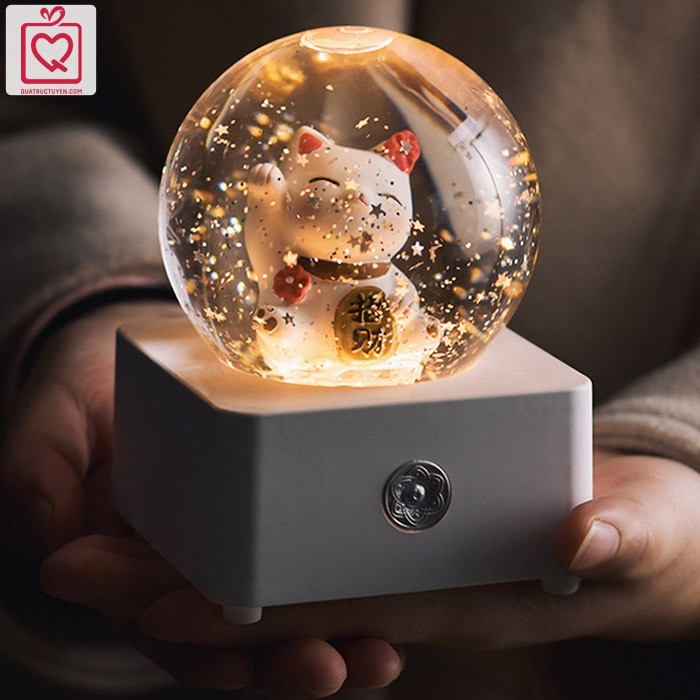 Hộp nhạc quả cầu pha lê tuyết kim sa cảm ứng - Hộp âm nhạc quà tặng sinh nhật