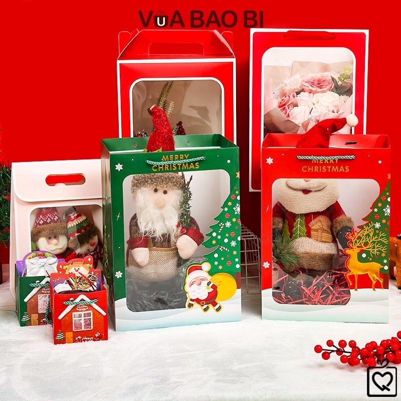 [Combo 2]Túi quà Giáng Sinh ông già noel bằng giấy 23x18cm đựng quà tặng nhiều mẫu