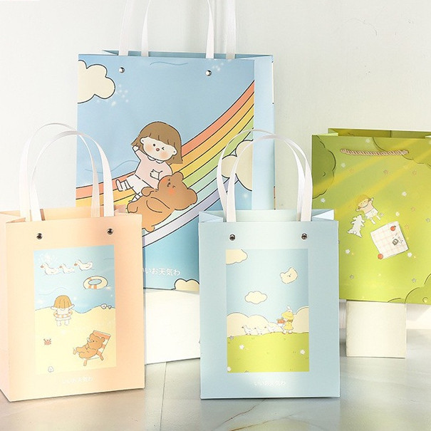 [Combo 3] Túi giấy đựng quà hoạ tiết hoạt hình dễ thương - Túi quà tặng cute sinh nhật, 20/11