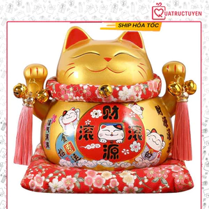 Mèo thần tài vàng Buôn May Bán Đắt 21/25cm quà tặng khai trương, tân gia tài lộc