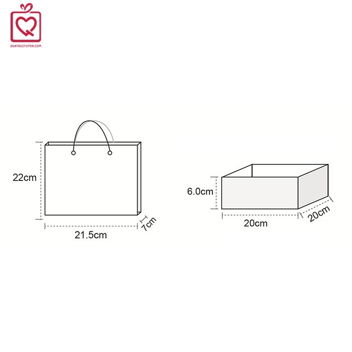 [Combo 3] Hộp đựng quà vuông kiểu cổ điển 20x20cm hình chú Hươu kèm túi quà tặng sinh nhật người yêu