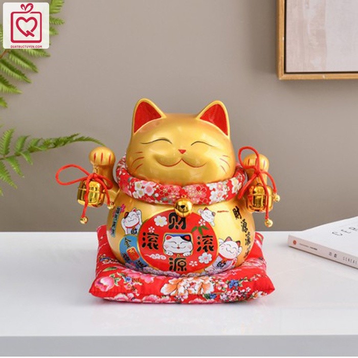 Mèo thần tài vàng Buôn May Bán Đắt 21/25cm  quà tặng khai trương, tân gia tài lộc