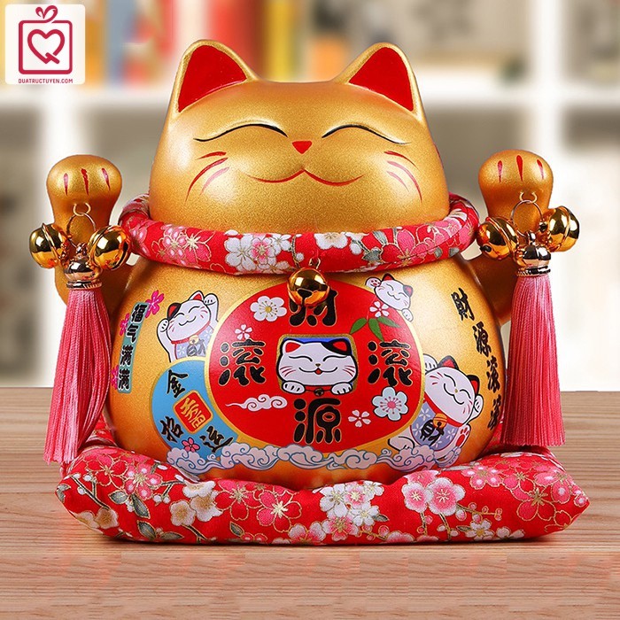 Mèo thần tài vàng Buôn May Bán Đắt 21/25cm  quà tặng khai trương, tân gia tài lộc