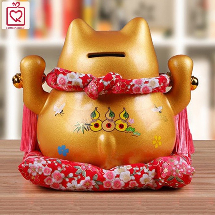 Mèo thần tài vàng Buôn May Bán Đắt 21/25cm  quà tặng khai trương, tân gia tài lộc