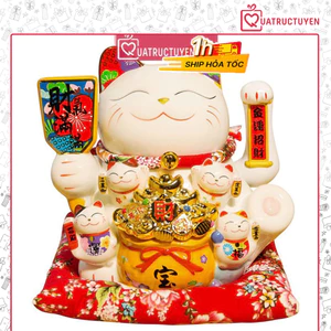 Mèo thần tài vẫy tay Tiền vàng đầy hũ cỡ 25cm, quà tặng khai trương, tân gia phát tài