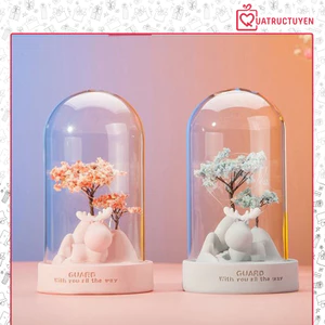 Hộp đèn trang trí để bàn Tuần lộc vệ sĩ ngộ nghĩnh (xanh/hồng) quà tặng sinh nhật, giáng sinh, 14/02
