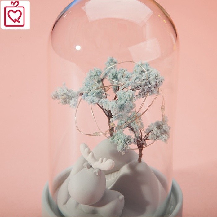 Hộp đèn trang trí để bàn Tuần lộc vệ sĩ ngộ nghĩnh (xanh/hồng) quà tặng sinh nhật, giáng sinh, 14/02