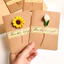 Thiệp giấy kraft Vintage hoa hướng dương/ hoa khô, thiệp handmade tặng 20/11 sinh nhật