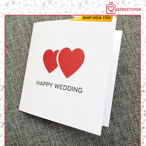 Thiệp vuông gấp Chúc Mừng Đám Cưới quà tặng - Happy Wedding