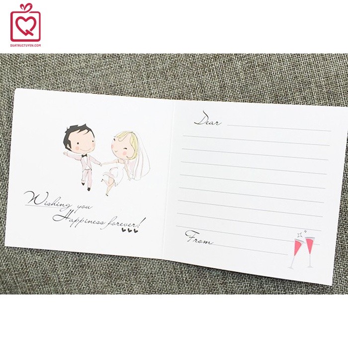 Thiệp vuông gấp Chúc Mừng Đám Cưới quà tặng  - Happy Wedding